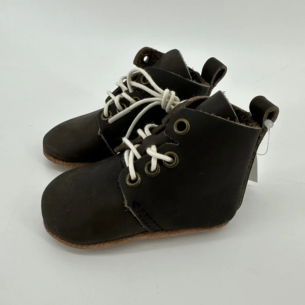 Piper Finn High Top Oxford Baby Shoes Hamilton Dark Brown Leather NWOT Size 2